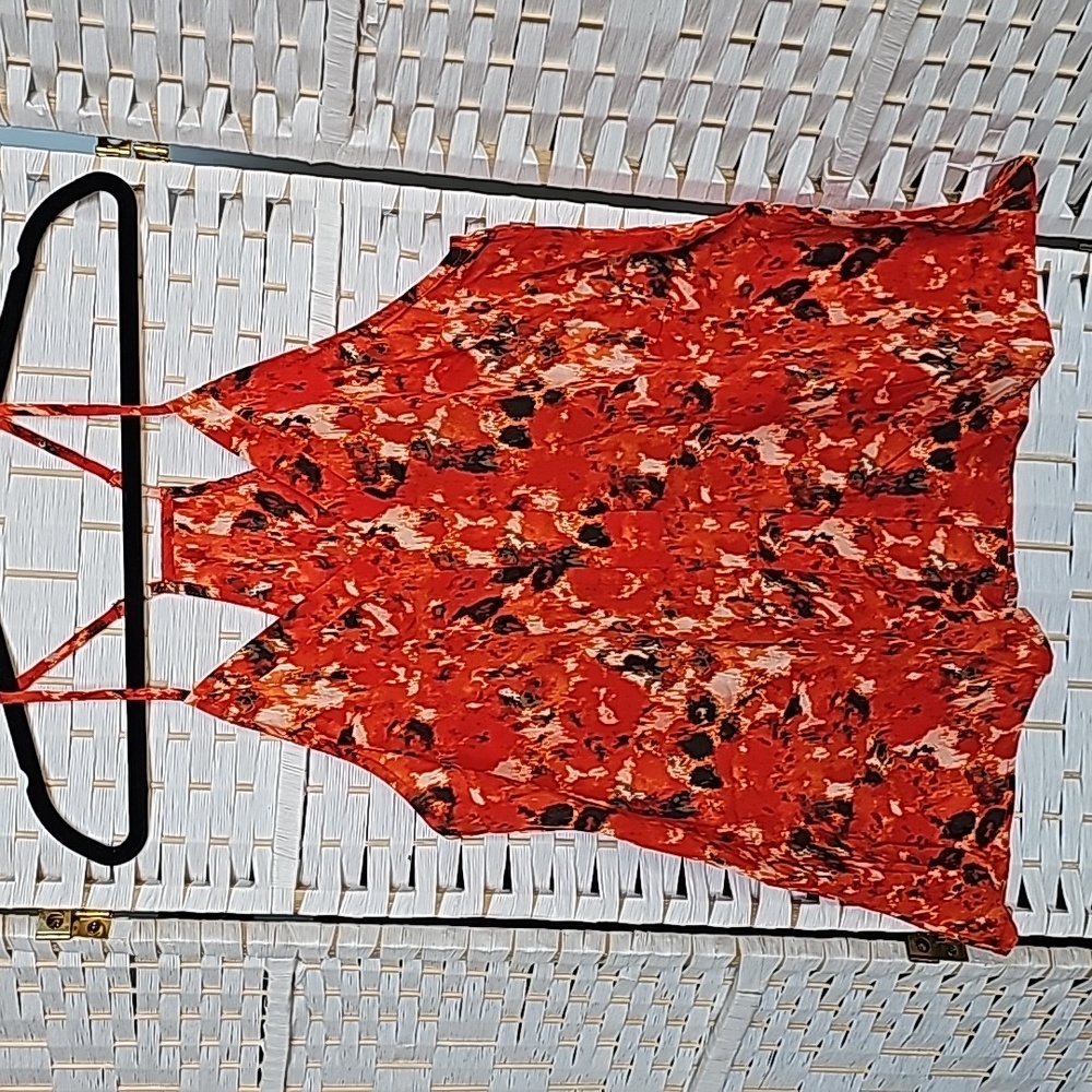 Fire Floral Racerback Tank Blouse - L